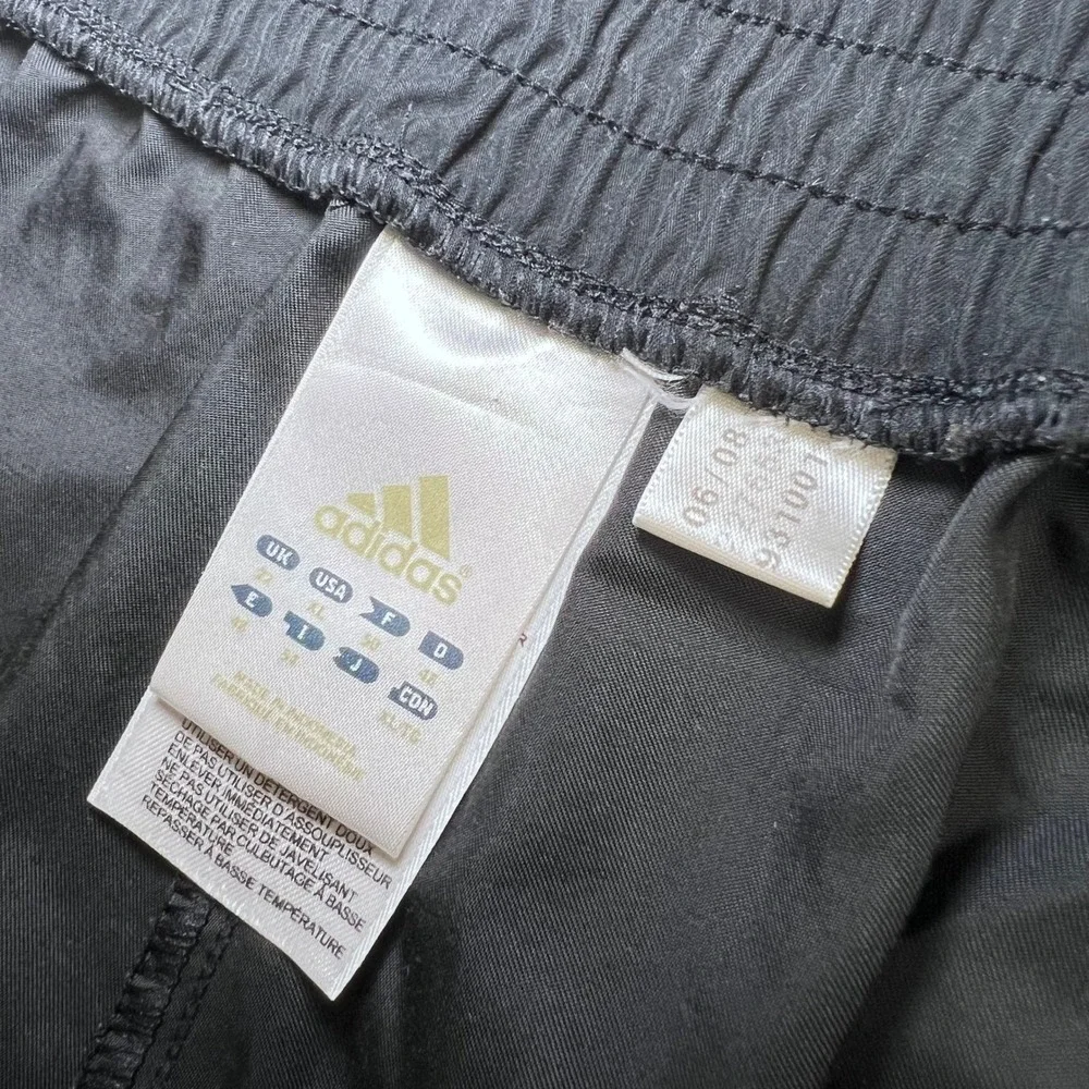 Adidas Vintage Track Pants Men XL Black White Side Stripe Windbreaker Joggers